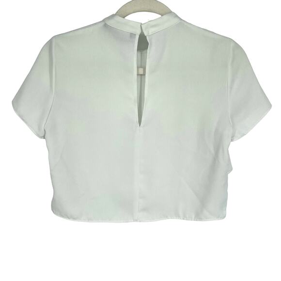 Zara Basic Draped Crepe Crop Top White Size XS - Picture 3 of 4